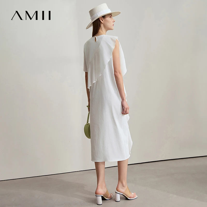 AMII រ៉ូបរលុងឆើតឆាយសម្រាប់នារីការិយាល័យរដូវក្តៅឆ្នាំ ២០២៥ រ៉ូបរលកផ្កាឈូកសាមញ្ញដៃអាវមិនទៀងទាត់ឆើតឆាយសម្រាប់ពិធីជប់លៀងមីឌី ១២៥៥២០៦៩