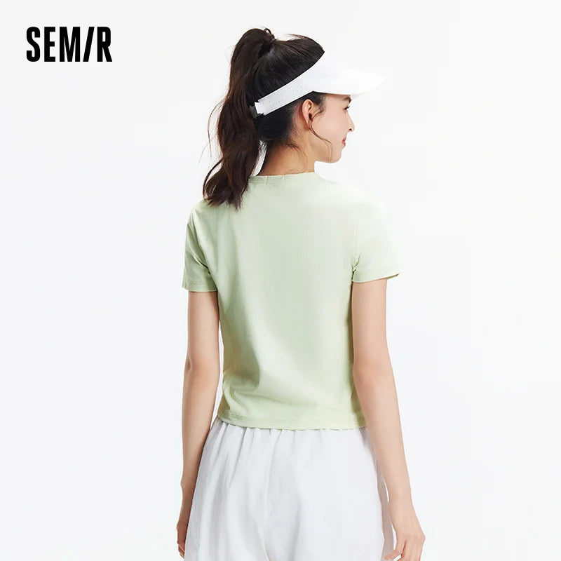 Semir Quick-Dry Short Sleeve T-Shirt Women Slim Fit UV Protection 2025 New Summer Athletic Top for Running or Gym Workouts