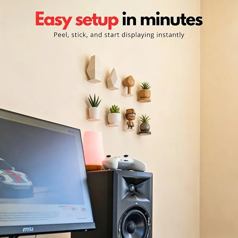 3/6pcs Acrylic Wall-Mounted Display Rack,Drill-Free Self-Adhesive Transparent Shelves,Suitable for Collections,Miniature Models.