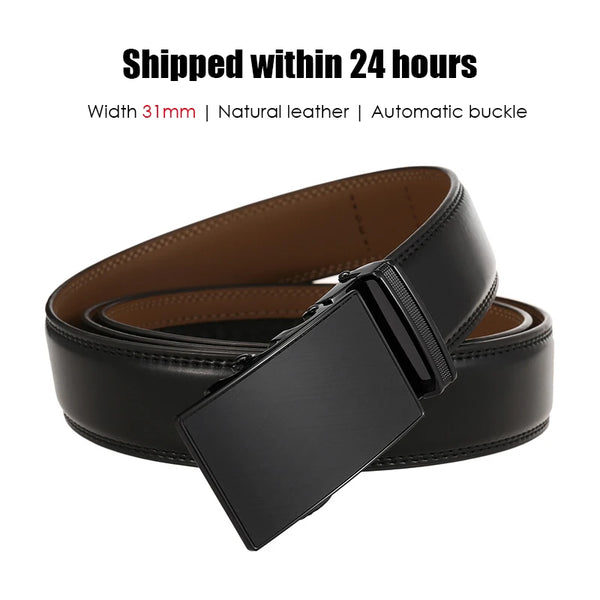 VATLTY Official Genuine Men's Leather Belt Hard Alloy Automatic Buckle Belt Male 30mm Natural Cowhide Non-porous Thin Belt