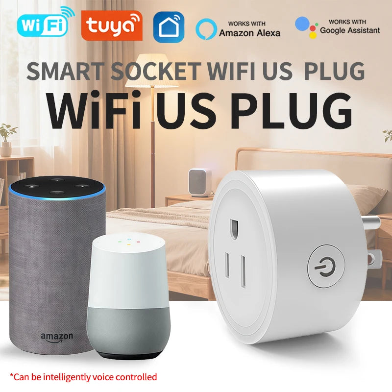WiFi Smart Plug  -with Energy Monitoring Voice Control Alexa Google Home Tuya App, Timer Function -US Standard Outlet