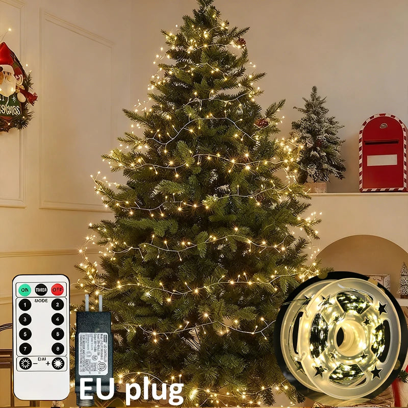 30/45/60M USB Power LED Firecracker String Lights Remote Control Garland Fairy Lights for Wedding Party Garden Christmas Decor
