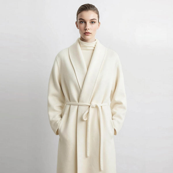 Amii Double-Faced Wool Alpaca Blend Belted Long Coat Elegant Slimming Minimalist 2026 Winter Women Winter Coat 12624042