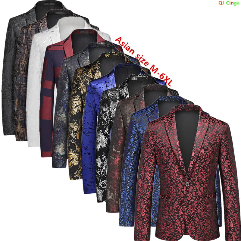 2026 New Men's Red Single-breasted V-neck Blazer Coat, Asian Fit Wedding Party Dress Jacket M-6XL New Arrivals