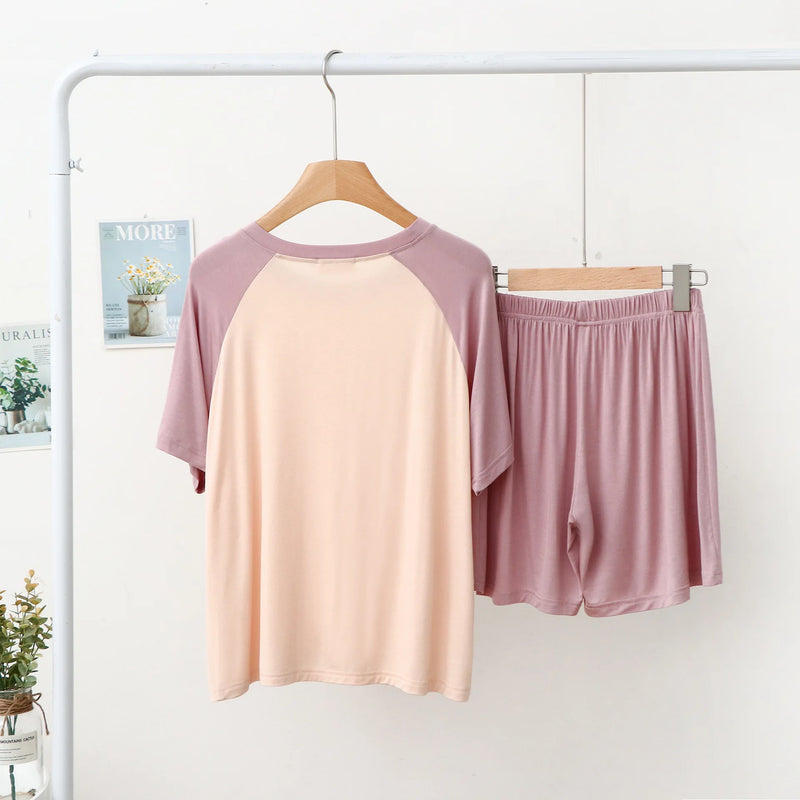 Modal Large Size Pajamas Women's Home Clothes Short-Sleeved Shorts Sleepwear Set Casual Loose Summer Outside Wear Homewear