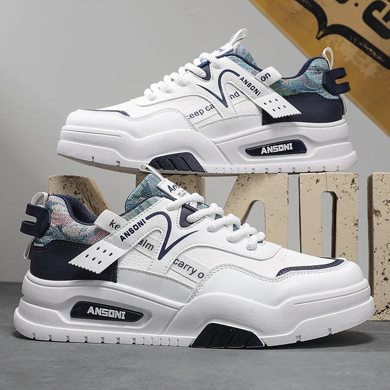 Men's fashion Korean casual shoes four seasons soft sole non-slip breathable outdoor walking shoes Thick sole sports board shoes