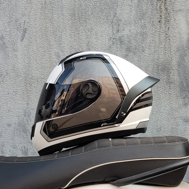 ORZ Motorcycle Helmet Men's and Women's Full Helmets Winter Personalized Motorcycle Big Tail Couple