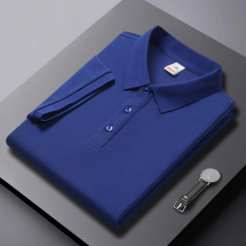 Outdoor Leisure Polo Top For Men Short Sleeve Lapel Neck Three Button Placket Comfortable Solid Texture Fabric