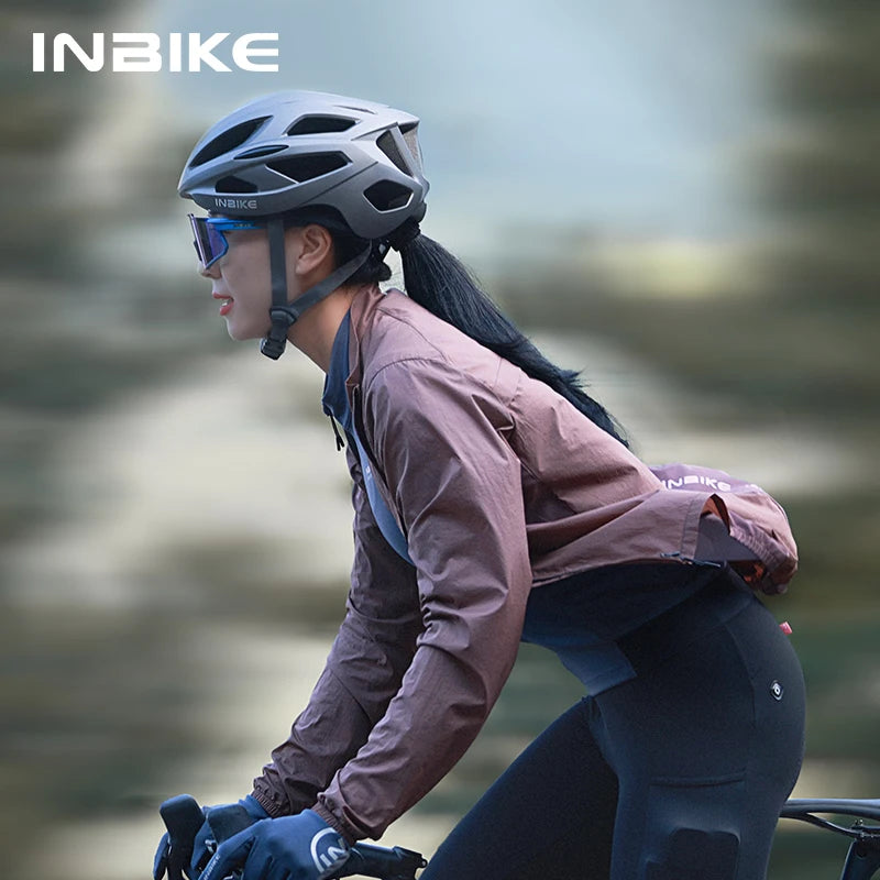 INBIKE Long Sleeve Women’s Windbreaker Cycling Biking Clothing for Riding Windproof Road Bike Jackets Lightweight with Pockets