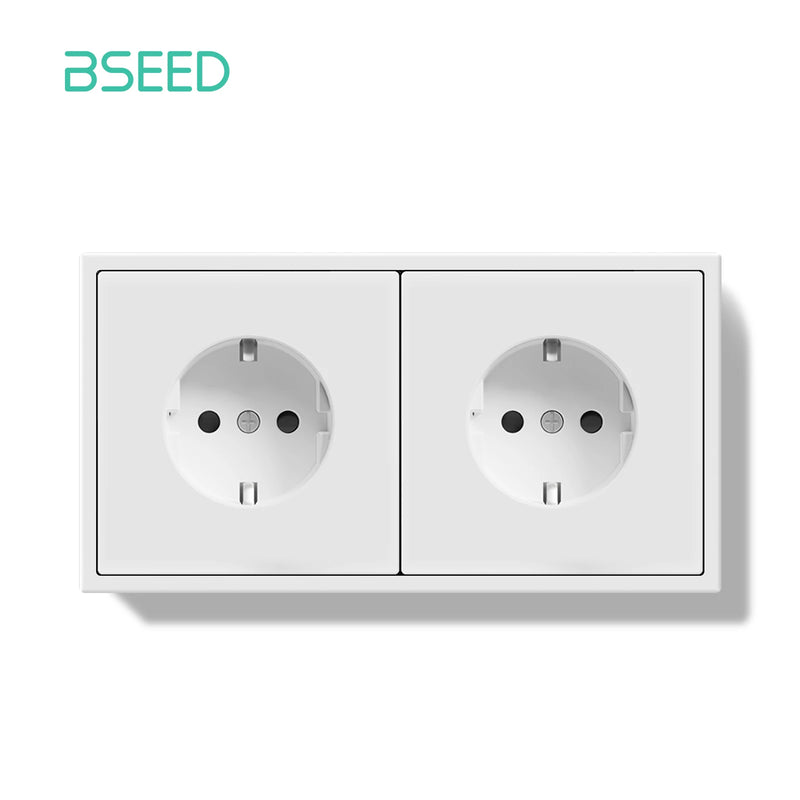 BSEED E Series 1/3/5 Pack Double Wall Sockets Electrical Power Outlets Bulk Set White Black Plastic Frame Kid Protection 16A