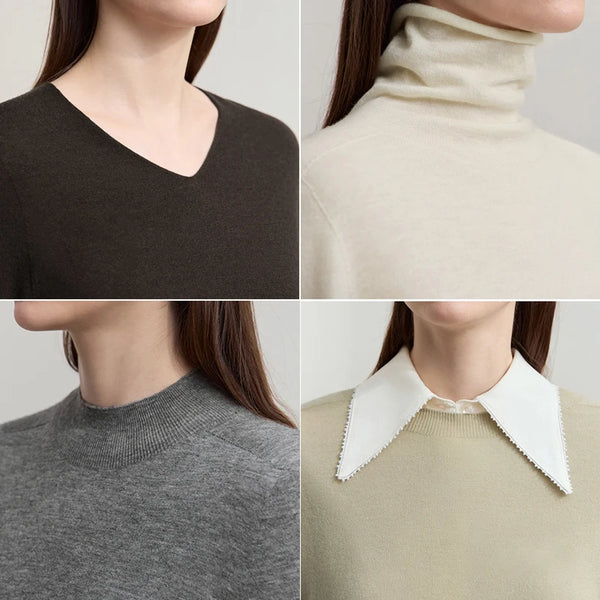 AMII Women's Sweater 2026 Autumn New Solid Versatile Top Female Full Knitted Wool Basic Long Sleeves Pullover for Woman 12523161