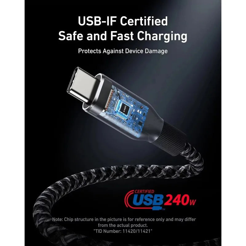 ខ្សែ Anker Prime USB C ទៅ USB C, ខ្សែ USB C សាកលឿន 240W ប្រវែង 6 ហ្វីត ធ្វើពីនីឡុងកែច្នៃ មានភាពធន់ពត់បាន 100 ឆ្នាំ