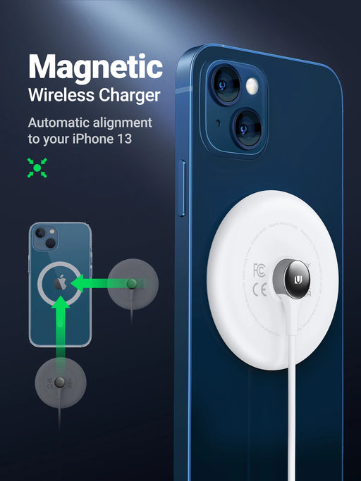 UGREEN Magnetic Wireless Charger 7.5W For For iPhone 14 Pro Max/iPhone 13 AirPods Magnet Wireless Chargers USB C Cable Portable