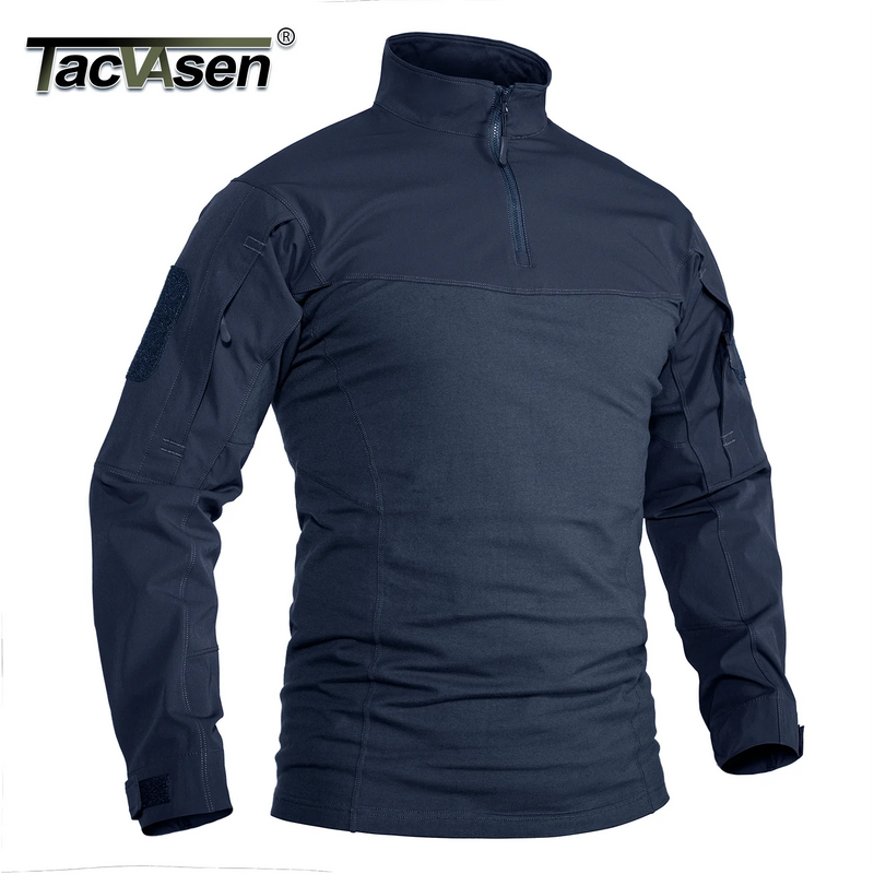 TACVASEN 1/4 Zip T-shirts Lightweight Men's Long Sleeve Safari Wear Resistant Outdoor Training Work Shirts Pullover Tops Male