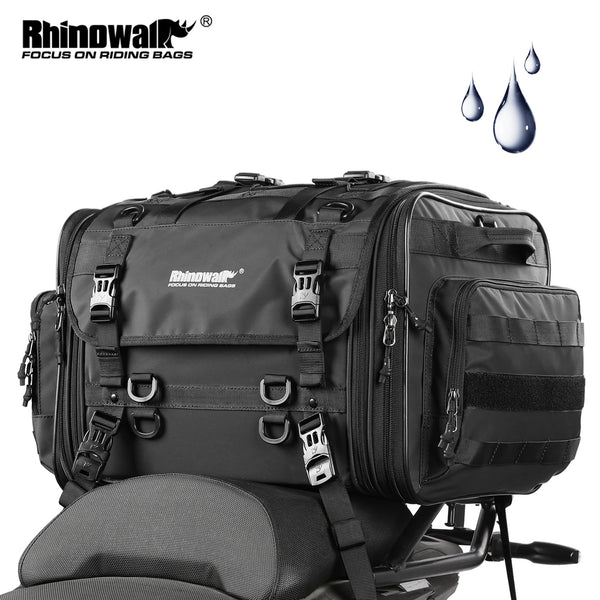 កាបូបម៉ូតូ Rhinowalk ៤០/៦០លីត្រ ការពារទឹកជ្រាប កាបូបដាក់ឥវ៉ាន់ក្រោយខ្នងធ្វើពី PVC សម្រាប់ដាក់ខាងក្រៅ កាបូបសម្រាប់ដាក់ឥវ៉ាន់ក្រោយកៅអីក្រោយ កាបូបសម្រាប់បន្ថែមគ្រឿងបន្ថែមម៉ូតូ