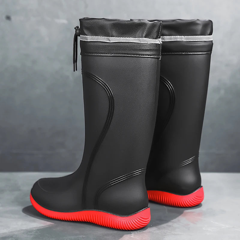 Rain Shoes Men's Waterproof Rainproof Boots Four Season Soft Sole Anti-Slip Comfort Outdoor Work Water Shoe High Top Water Boots