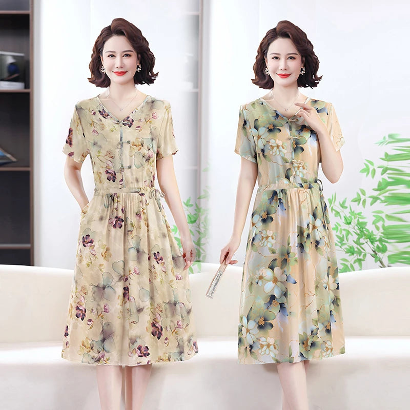 រ៉ូបរដូវក្តៅសម្រាប់នារី Vintage Bodycon រ៉ូប Office Lady Floral Midi រ៉ូប Elegant Casual Night Party Vestidos