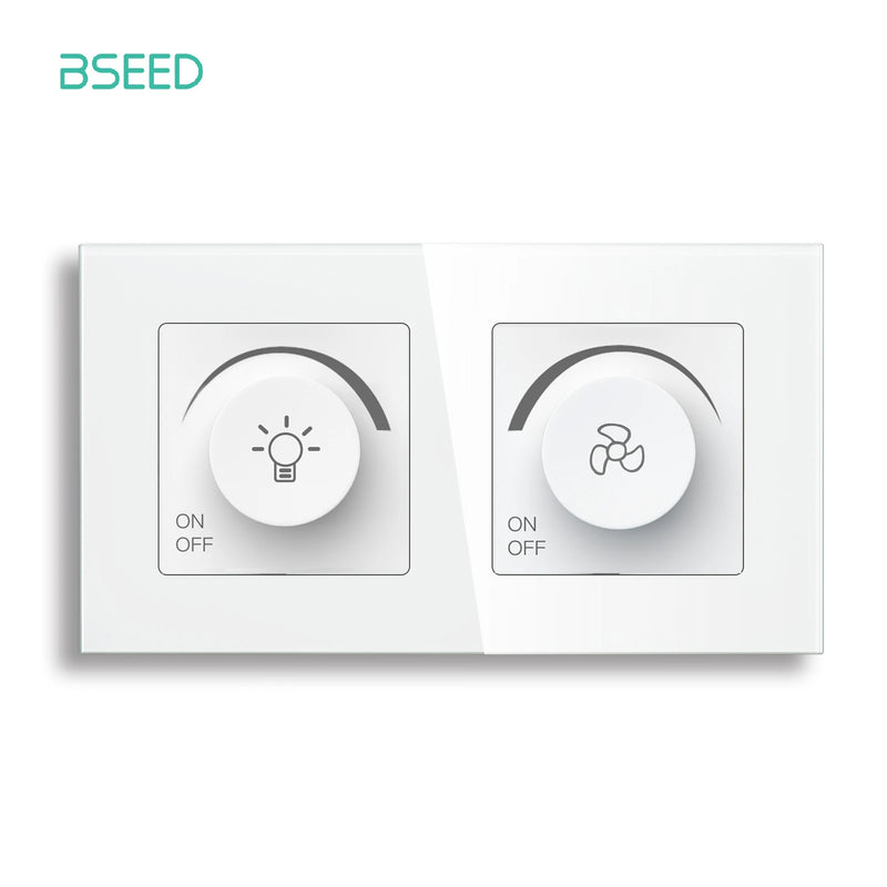 BSEED Light Dimmer Switch Rotary Knob Switch for Light Dimming Glass Frame Panel Fan Speed Control Switch Light Dimmable Switch