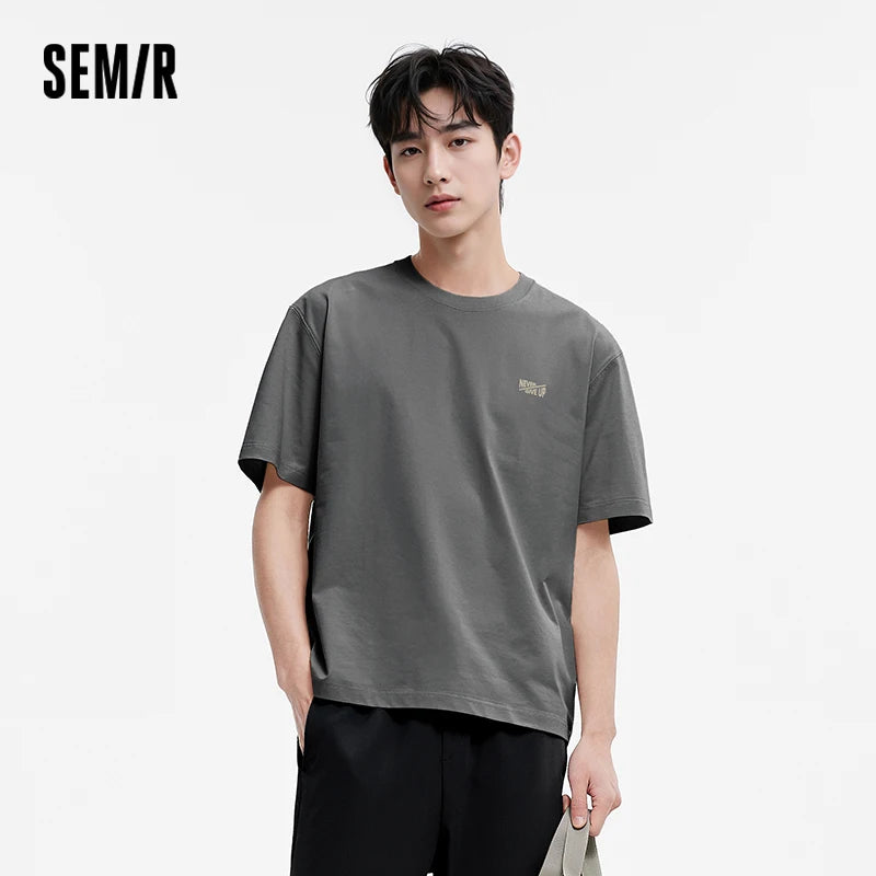 Semir Men Tshirt 2026 Summer New Cool Feeling Letter Print Moisture Wicking Knitted Versatile Casual Daily Tops