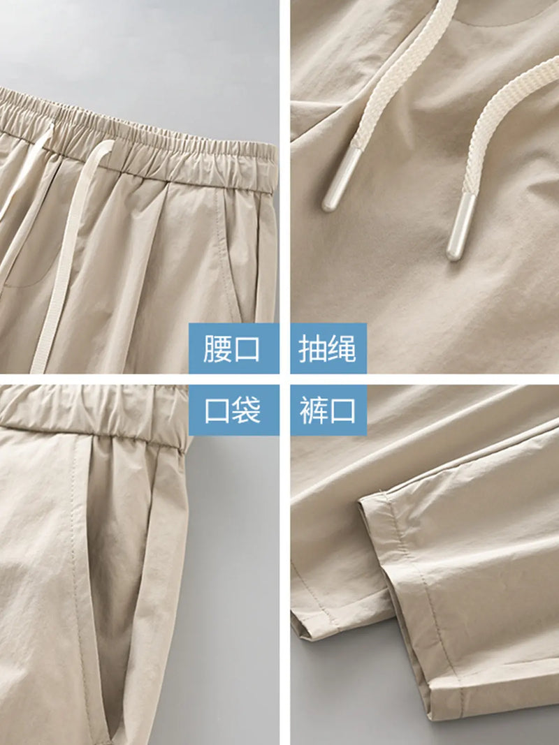 DUKEEN Men's Lightweight Waterproof Casual Pants Summer American Style Sports Straight Leg Tapered Joggers
