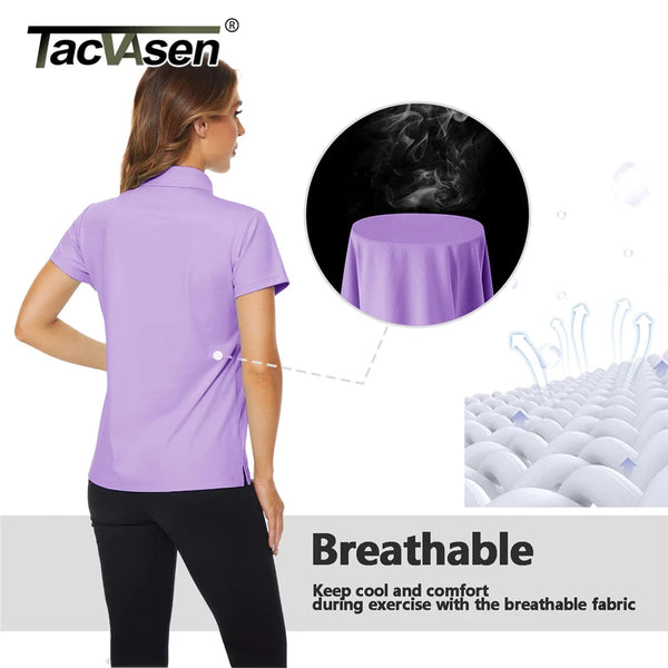 TACVASEN Summer UPF 50+ Short Sleeve Shirts Womens Sun Protection T-shirts Quick Dry 4 Buttons Tennis Workout Tee Golf Pullovers