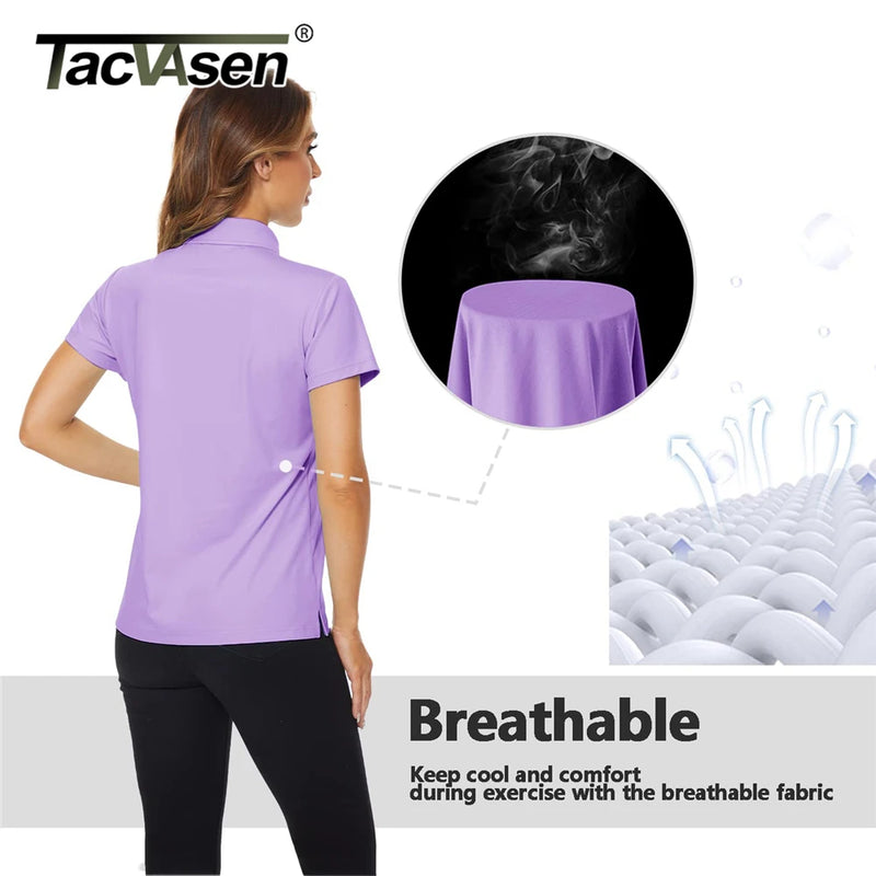 TACVASEN Summer UPF 50+ Short Sleeve Shirts Womens Sun Protection T-shirts Quick Dry 4 Buttons Tennis Workout Tee Golf Pullovers