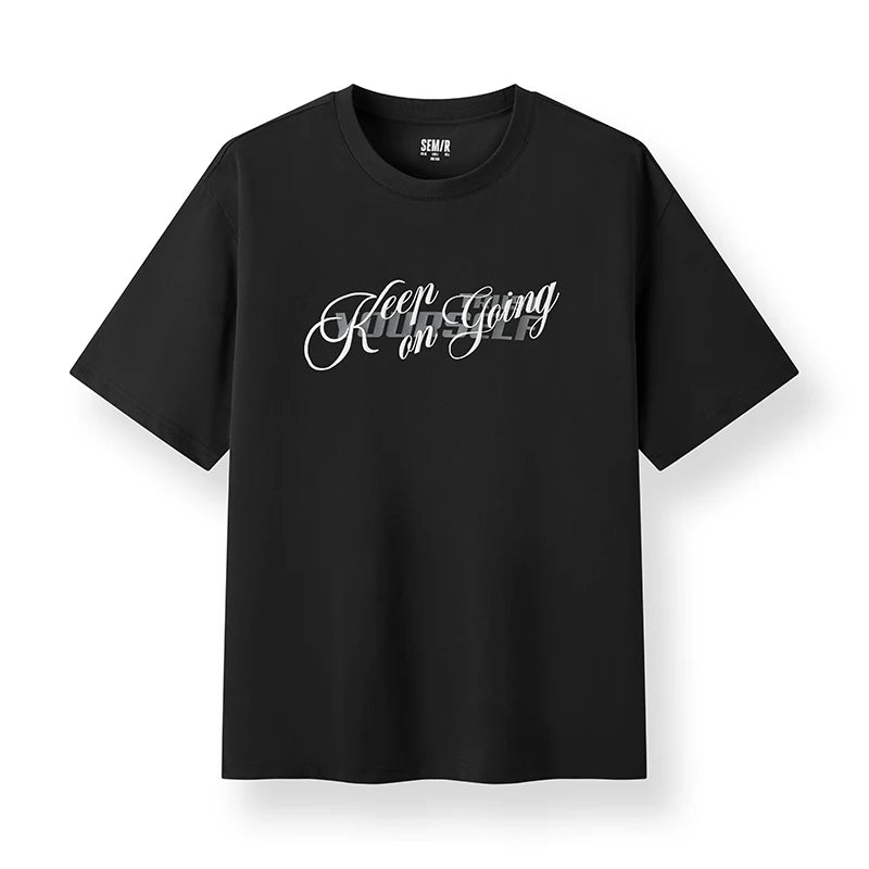 Semir Mens Tshirt 2026 Trendy Letter Printed Knitted Moisture Wicking Quick Dry Crew Neck Casual