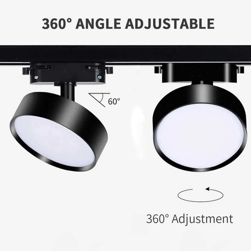 ភ្លើង តាមដាន រាង មូល LED 18W អាច បន្ថយ ពន្លឺ បាន 60° ប្រព័ន្ធ ភ្លើង បំភ្លឺ ផ្ទះ ភ្លើង តាមដាន អាលុយមីញ៉ូម អាច ចល័ត បាន