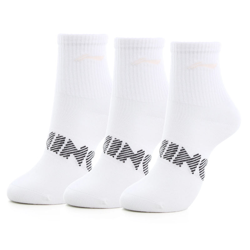 Li-Ning Unisex Sports Style Men Women 3Pairs Socks 24-28cm Breathable LiNing Letters Comfortable Sport Sock AWSU023