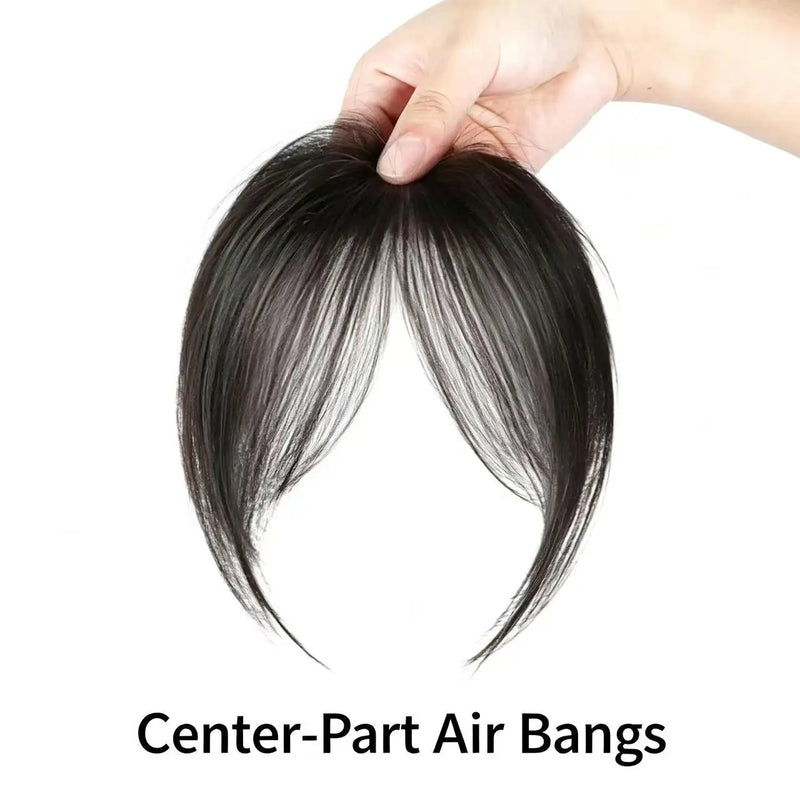 3D Face‑Framing Air Bangs Wig Piece Synthetic Hair Invisible Clip‑In Bangs For Women High‑Crown Hairpiece Cover Receding Hairlin