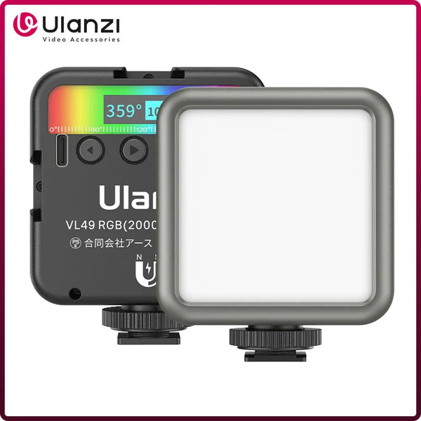 ភ្លើងវីដេអូ Ulanzi VL49 RGB Mini LED 2000mAh 2500K-9000K ភ្លើងថតរូបចល័ត Vlog បំពេញពន្លឺសម្រាប់កាមេរ៉ា DSLR SLR