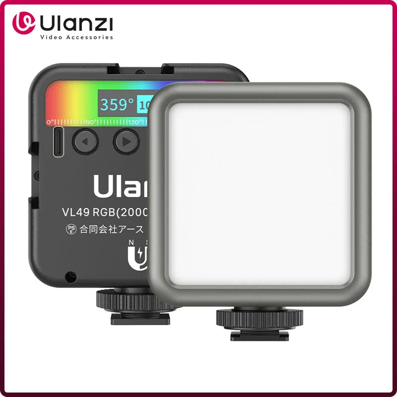 ភ្លើងវីដេអូ Ulanzi VL49 RGB Mini LED 2000mAh 2500K-9000K ភ្លើងថតរូបចល័ត Vlog បំពេញពន្លឺសម្រាប់កាមេរ៉ា DSLR SLR