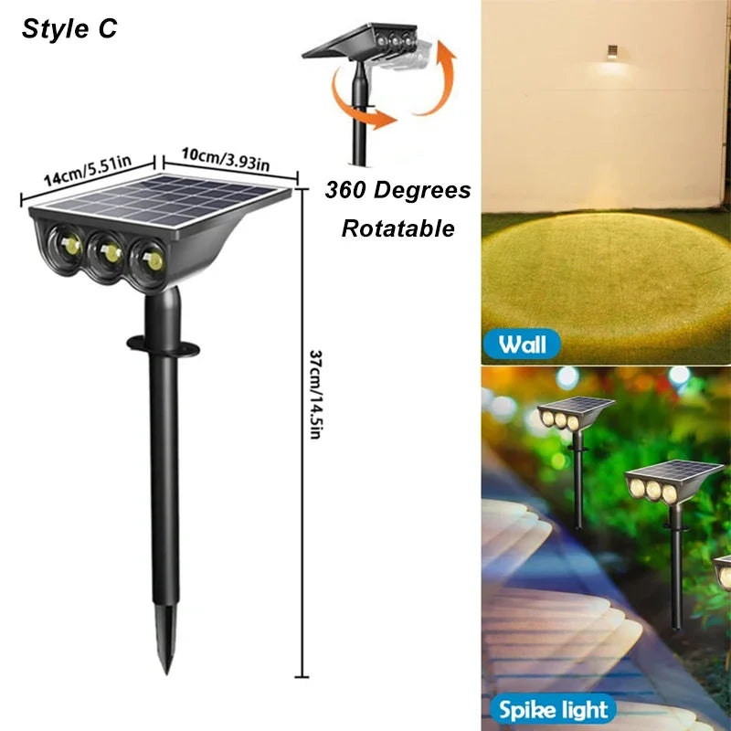 ភ្លើង LED ដើរលើអាកាស 1-4 ដុំ បំភ្លឺទេសភាពខាងក្រៅ ភ្លើងសូឡាការពារទឹក IP65 បំភ្លឺសួនច្បារ សូឡា សម្រាប់ទីធ្លាសួនច្បារ ផ្លូវដើរលេង ទីធ្លាផ្ទះ