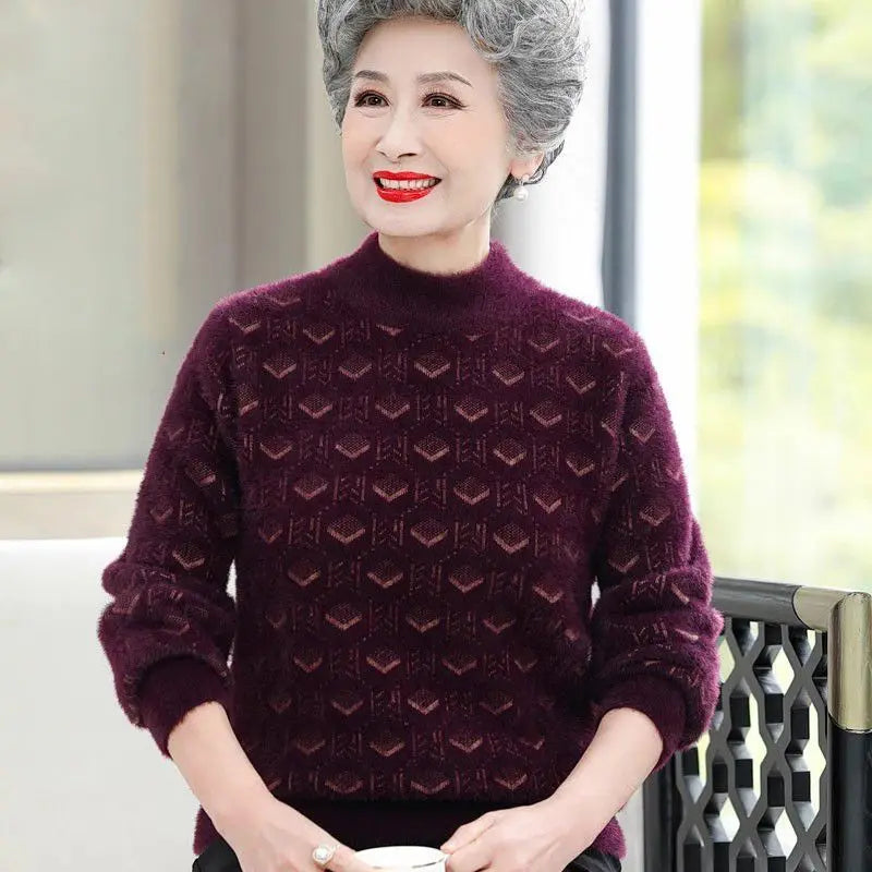 Middle Aged Mother Sweaters & Jumpers Tops Thick Warm Jersey For Women Autumn Winter Knitwear Cashmere Pullovers Woman Clothes