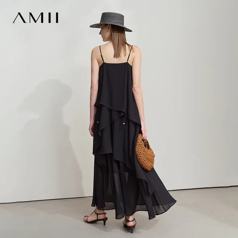 រ៉ូបវែង Amii Minimalist សម្រាប់នារី រដូវស្លឹកឈើជ្រុះឆ្នាំ ២០២៥ រ៉ូបថ្មីស្រឡាង សុភាពរាបសារ រលុង ឆើតឆាយ សំពត់ព្យួរ 12541155