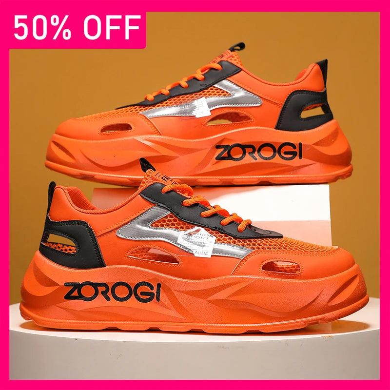 Men Sports Shoes Summer New Thick Soled Hollow Mesh Mesh Breathable Fashionable Lace Up Casual Versatile Running Shoes for Men