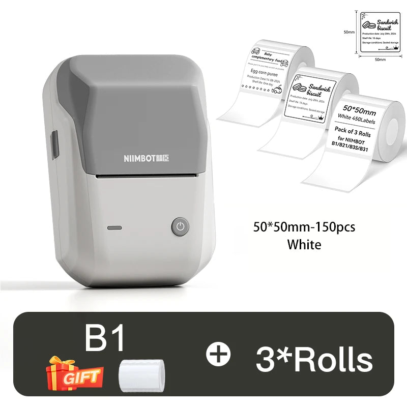 Niimbot B1 Thermal Label Printer Bluetooth Portable Pocket Label Maker Barcode QR Code Self-adhesive Sticker Labeling Machine