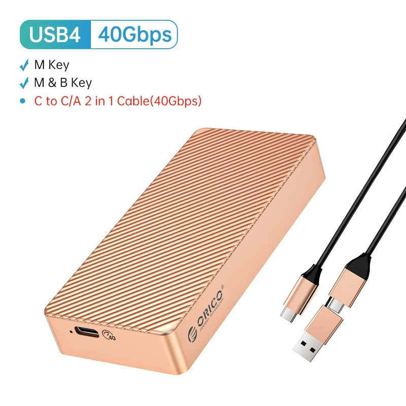 ORICO 40Gbps M.2 NVMe SSD Enclosure USB4 PCIe3.0x4 USB C Aluminum External Adapter Compatible with Thunderbolt 3 4 Tool Free