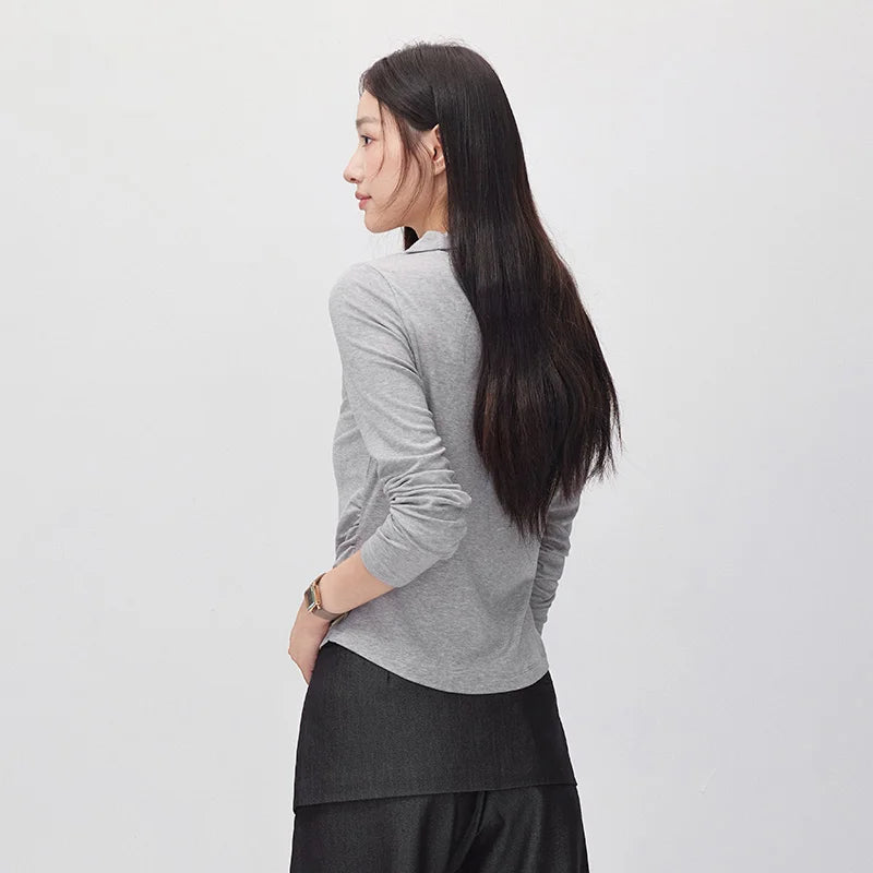 អាវយឺតប៉ាក់ Semir សម្រាប់នារី រាងស្លីម ពាក់កណ្ដាលអាវ រចនាតិចតួចបំផុត ឆ្នាំ២០២៦ សម្លៀកបំពាក់រដូវរងាថ្មីប្រចាំថ្ងៃ រចនាប័ទ្មធម្មតាសម្រាប់ទីក្រុង