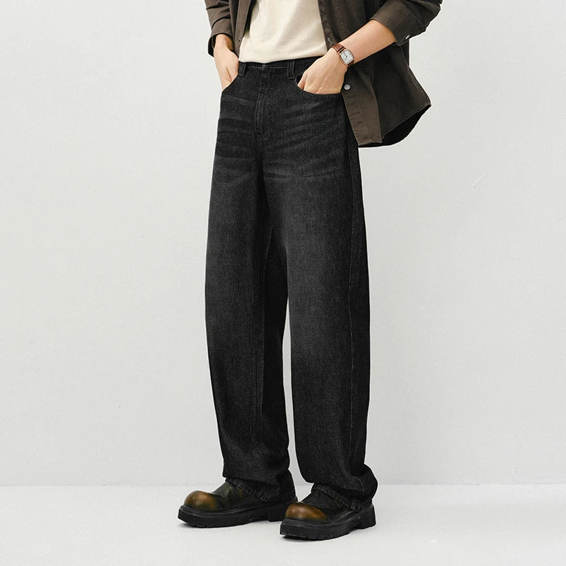 Semir Soft Jeans Men 2026 Winter Distressed Straight Leg Stretch Fleece Lined Casual Comfortable Warm Long Trousers
