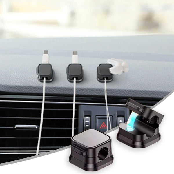 SEAMETAL 10pcs Magnetic Cable Clips Adjustable Cord Holder Self Adhesive Charging Cable Keeper Wire Clip for Car Home Office