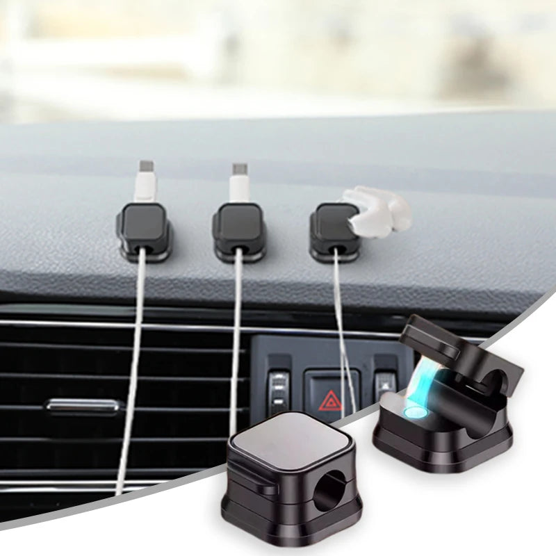 SEAMETAL 10pcs Magnetic Cable Clips Adjustable Cord Holder Self Adhesive Charging Cable Keeper Wire Clip for Car Home Office