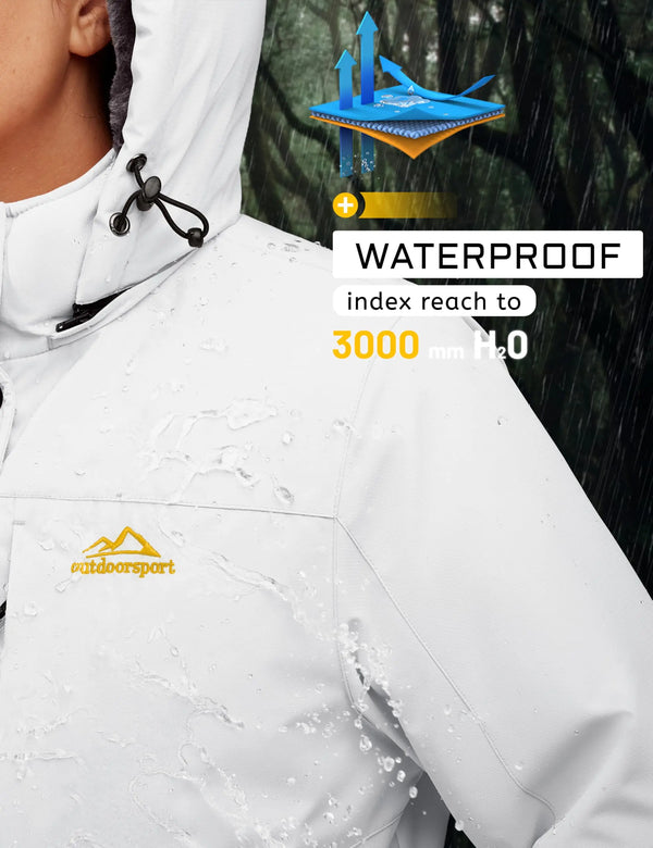 TACVASEN Winter Fleece Lined Warm Waterproof Ski Coat Womens Windproof Outerwear For Hiking And Fishing Jackets With 5 Pockets