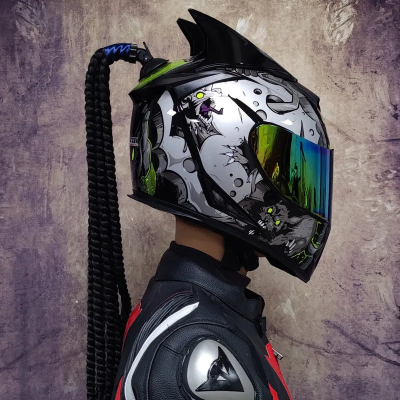 Motorcycle full face helmet double lens fashion quick release racing helmet Casco Casque Moto approved motorcycle accessories