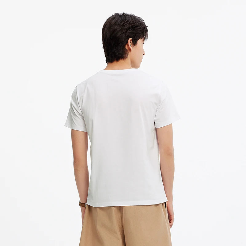 Semir Men T Shirts 2026 Summer New Basic Solid V Neck 3A Antibacterial Comfortable Casual Tops
