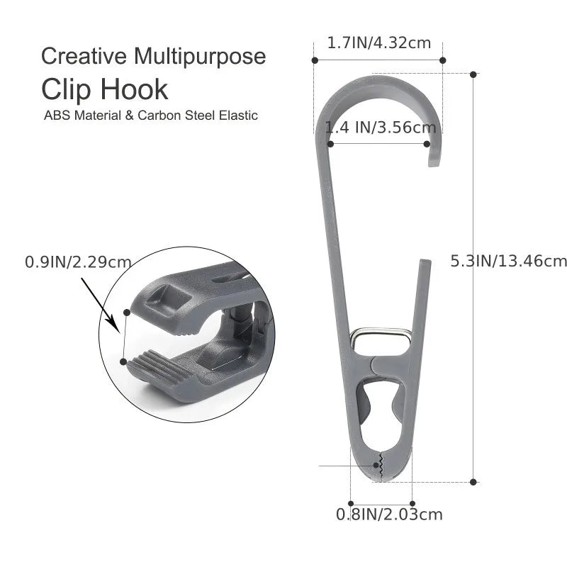 2pcs Heavy Duty Plastic Clothes Pins Towel Clips with S Hooks Multipurpose Laundry Hanging Clips for Home Apparel Store.