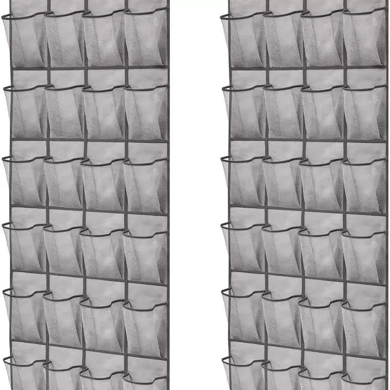 12 Pocket Shoe Cabinet with Large Mesh Pockets on the Door, and a Storage Bag with Hanging Pockets Behind the Door for Shoe St