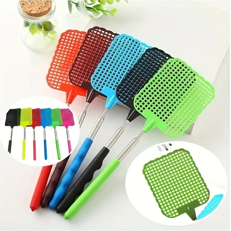 1/2pcs Mini Retractable plastic fly swatter,suitable for home kitchen,outdoor garden,easy to use ,perfect for eliminating flies.