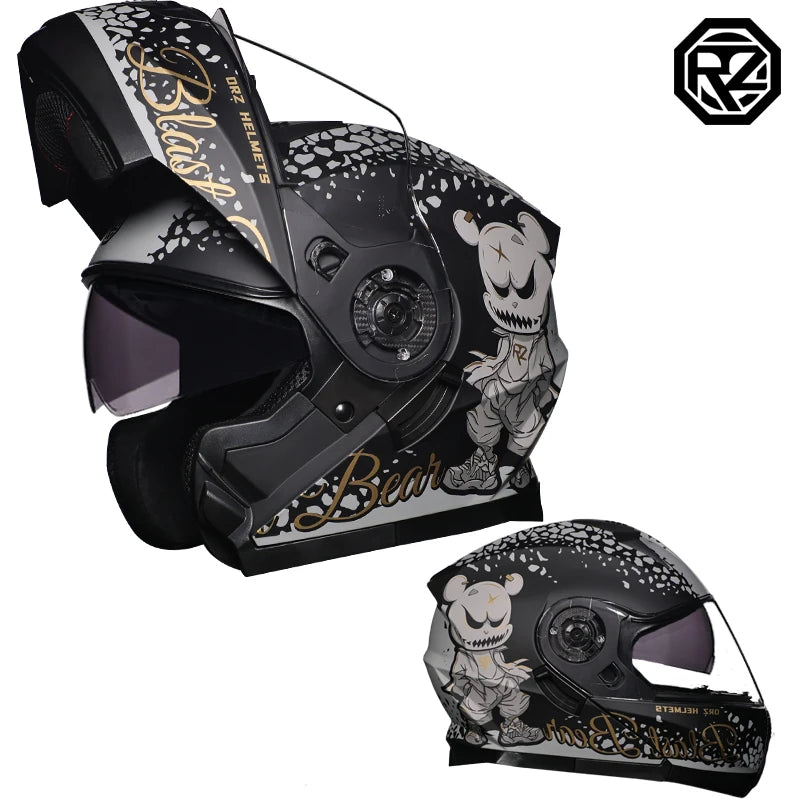 Motorcycle Open Face Modular Flip Up Full Face Helmet for Adult Men and Women DOT Approved Moto Helmets ORZ-162
