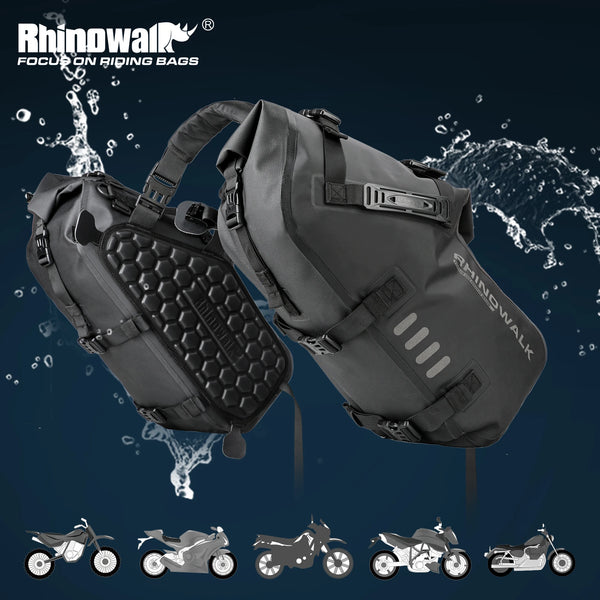 Rhinowalk កាបូបម៉ូតូការពារទឹក 100% ទំហំ 28 លីត្រ 2 ដុំ សមនឹងម៉ូតូ កាបូបចំហៀងសម្រាប់ដាក់ឥវ៉ាន់ធ្វើដំណើរ គ្រឿងបន្ថែមសម្រាប់ដាក់ឥវ៉ាន់